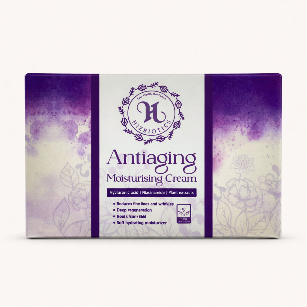 Hizbiotics Antiaging Moisturising Cream (75g) – Hyaluronic Acid + Niacinamide